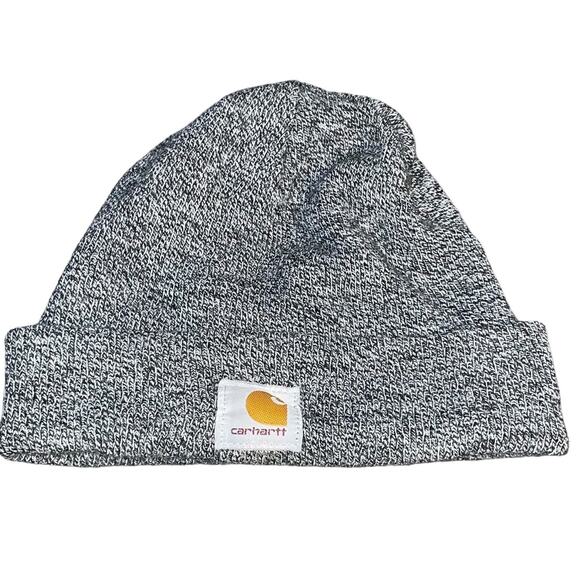 Carhartt Gray Knit Watch Cap Acrylic Cuffed Beanie Speckled Unisex Winter Hat - Picture 2 of 8